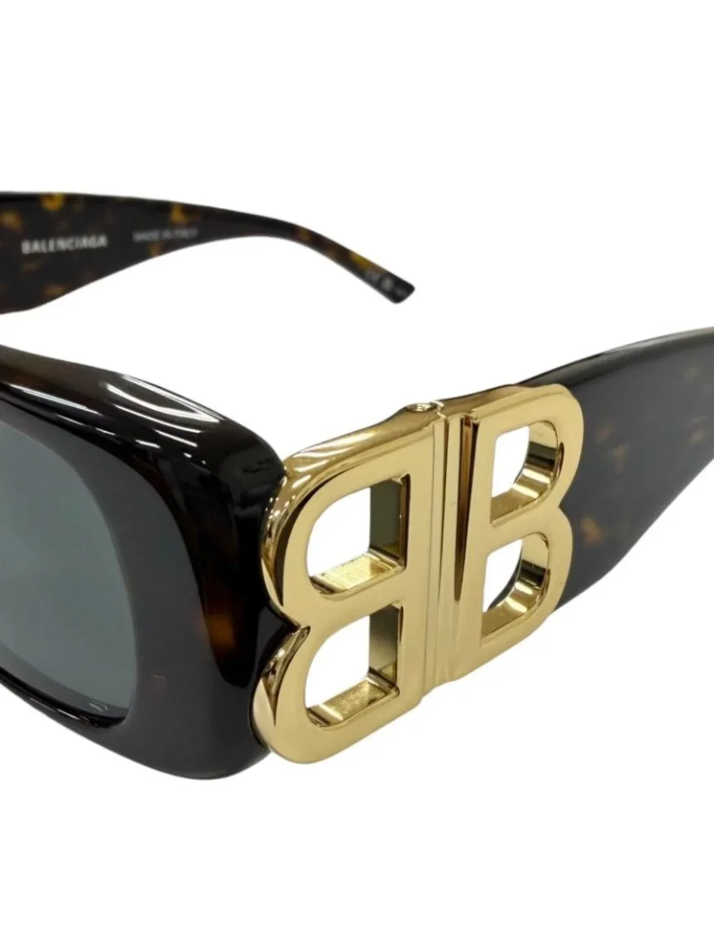 Balenciaga BB Logo Eyewear Sunglasses Brown Marble Gold 51